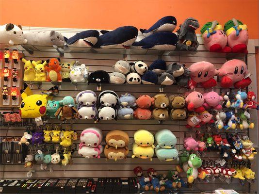 Soft and fluffy Japanese animal plushies, Pokemon plush keychains, Kirby, and Super Mario character plushies!