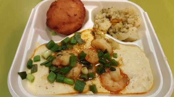 Shrimp and grits at the cafeteria