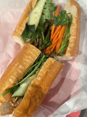 Grilled Pork Bahn Mi--lots of veggies barely any meat