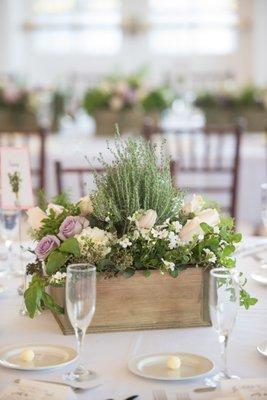 Savory basil table centerpiece in honor of the groom's father- Congratulations Tracy and Demir!