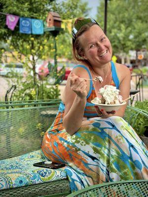 My lovely wife. And ice cream.