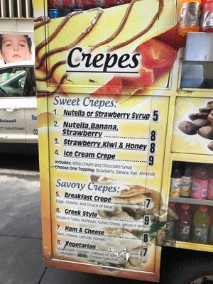 Crepe menu