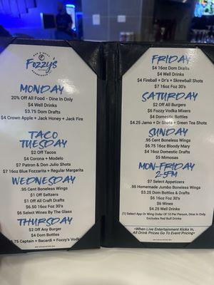 Daily specials