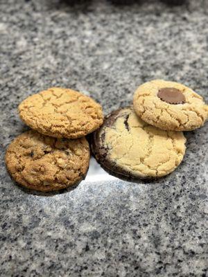 COOKIES!! Bottom left Fig walnut outstanding!!, Peanut butter, black & white, chocolate PB incredible textures on all!