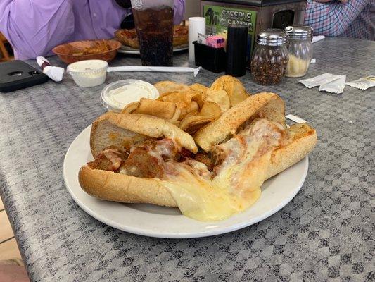 My broworker's meatball sub. I was thinking this would be smothered in tomato sauce and cheese, but no, that is Rancho's thing.