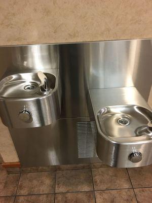 cleaned stainless steel in drinking fountain at business