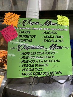 Vegan menu!