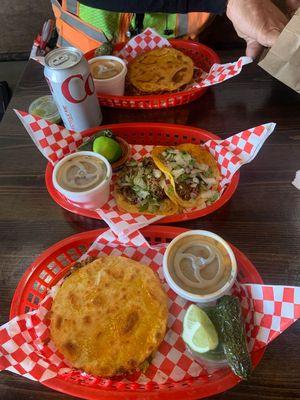 Birria Mulitas and birria soft tacos, consome included.