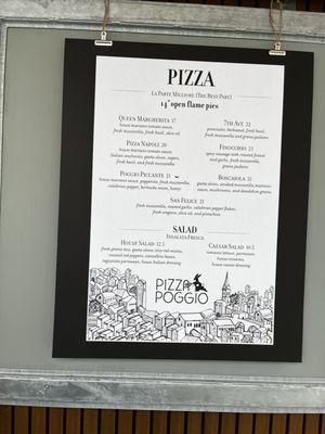 Pizza and Salad menu