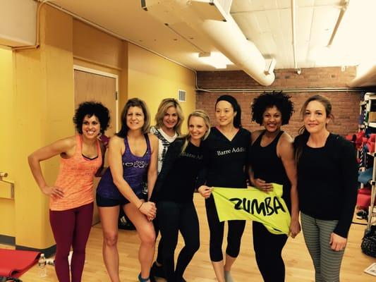 NE Zin's Who Teach Barre along with Tracie Mallet, creator of The Booty Barre. Mia, Marie, Amy, Nanci. Jess, and Carolyn.