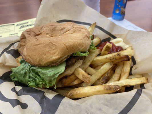 $8 burger and fries. Cash only. Pretty much what you would expect from a bingo hall.