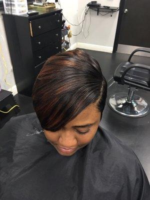 Custom color short cut done by Priscilla follow me @designrtouchhair