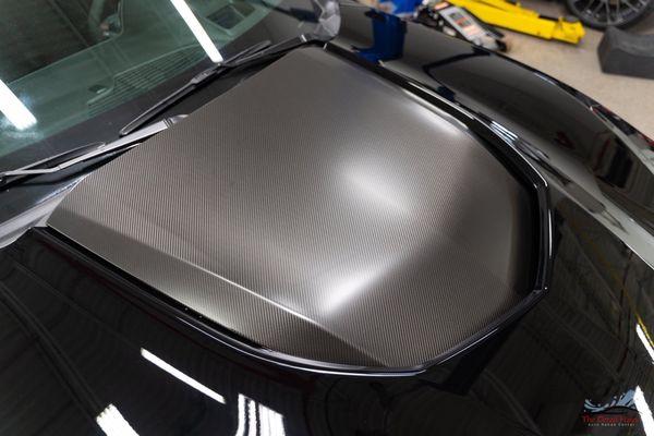 Center carbon portion of a ZL1 protected with satin finish ppf to give it a great look and protection for years to come.