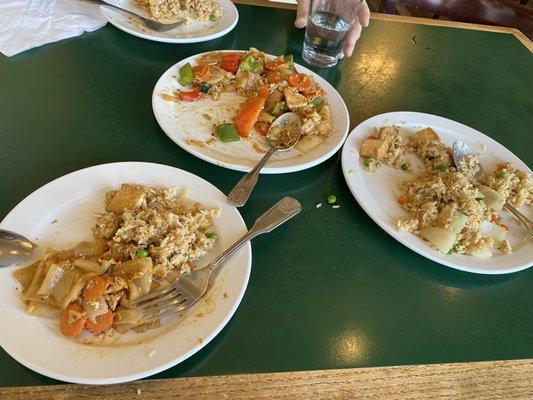 Drunken noodles and tofu fried rice.