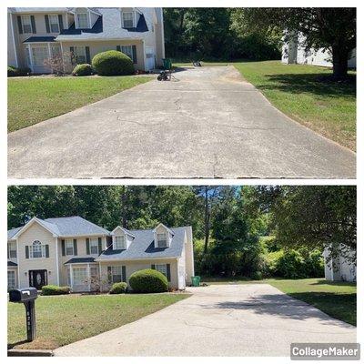 before and after driveway pressure washing i love it!