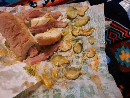 11 pickles on 1 bite of sandwich.  Thisnis gross and unacceptable. Either train your staff or shut down. Nasty