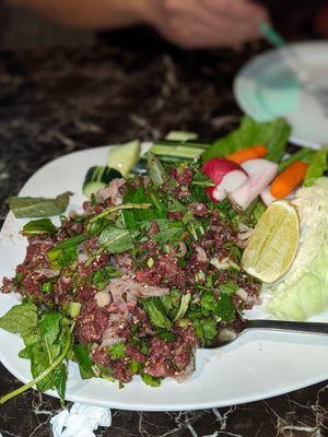 Raw Larb Seen Dip (raw Ribeye beef salad)