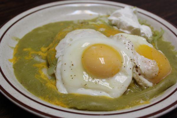 Spicy Green Enchiladas with egg