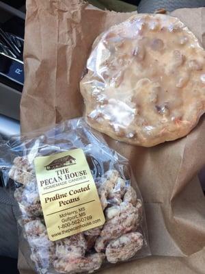 Praline coated pecans and a praline