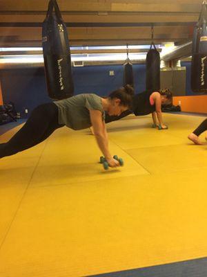 LJ is inflicting serious pain in our Tuesday morning "Kick-Butt" circuit class!