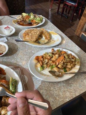 Almond chicken,pork chow mein , broccoli beef