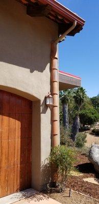 Down spout hidden behind tile. Escondido 2017'