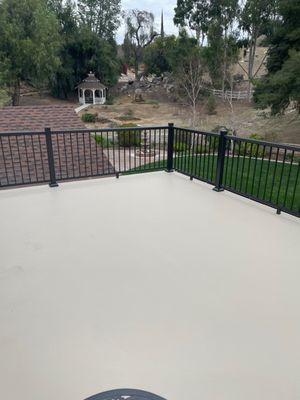 Waterproof deck and powder coated aluminum handrailing