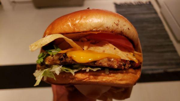 Francisco burger with pimento black bean patty ($14). Pretty good. I'm glad they offer a homemade burger option.