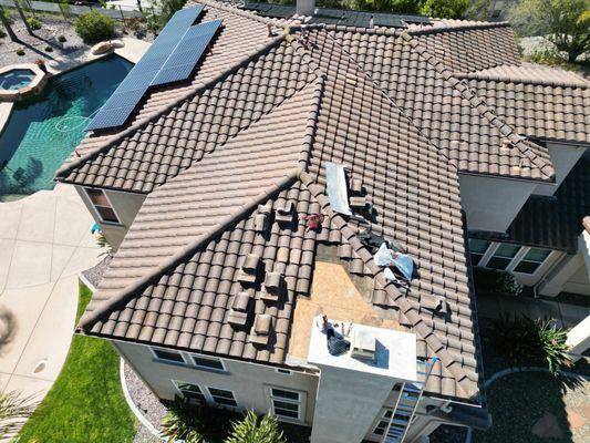 Wood replacement and tile roof repair