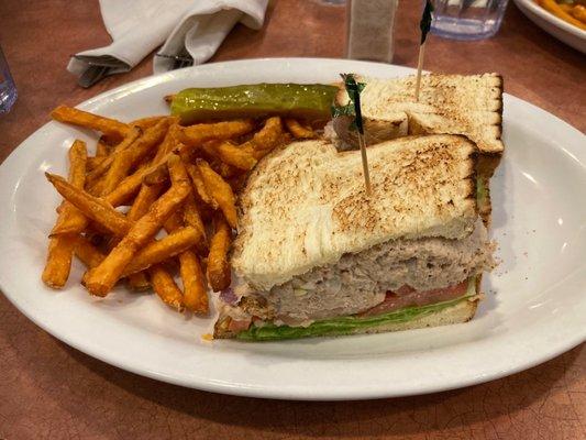 Tuna salad w/ sweet potatoe fries