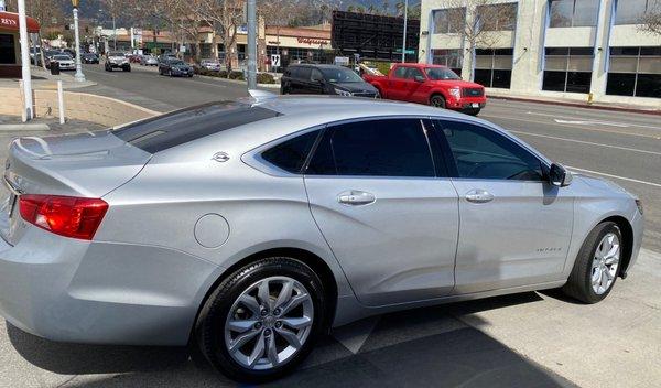 Both side windows had been broken by car thieves