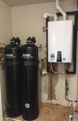 We installed the tankless water heater and the water treatment system for this home owner