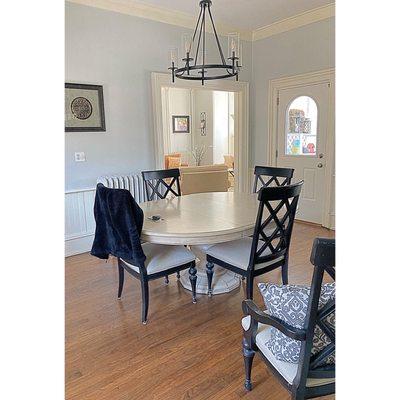 Dining room clean check out the chandelier!