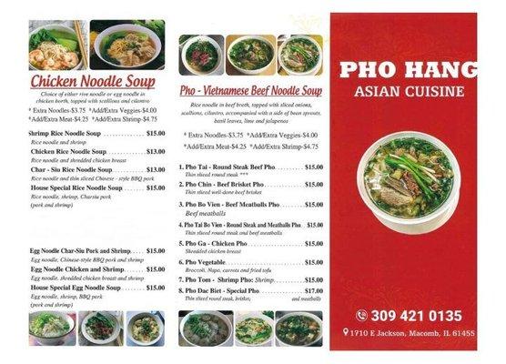 Welcome to Pho Hang Asian Cuisine, we are open 7 days a week from 11am to 8pm