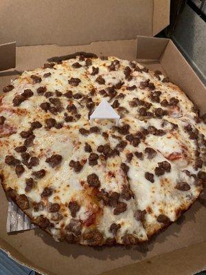 Double cheese hamburger pizza