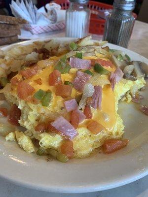 Omelette,notice the yellow "substance" it's soaking in ....have not clue what it was other than nasty.