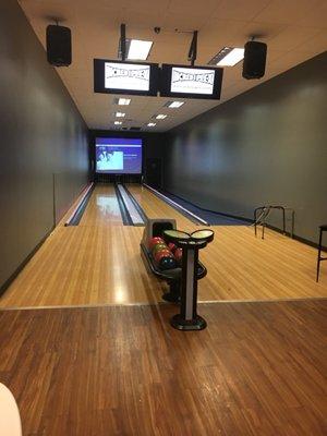 2 lanes for bowling, $50 hour up to 6 people with shoes