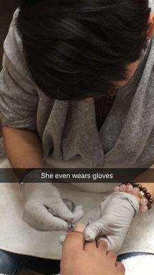 Her hygiene was good  and I'm shocked she wears gloves. I love that.