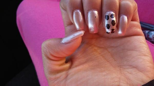 coffin cheetah "nude"  I paid $38 for a pedicure & these nails.