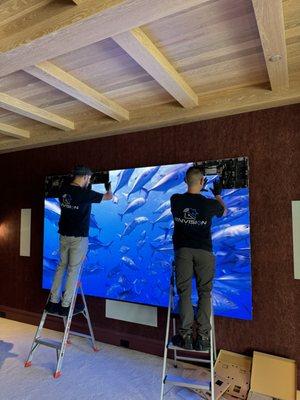 The precise install of a 136" MicroLED