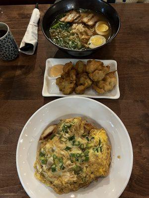 Good Chicken Kaarage and Chicken Katsu Donburi. Ramen is ok.