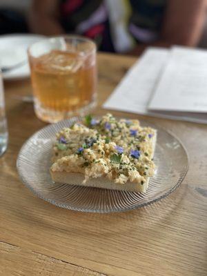 Milk Bread with pimento cheese.  Also a little Smokey.  Yum.  Really, who doesn't love pimento cheese?