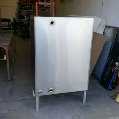 Custom 150 gallon 316 stainless steel 11 gauge water holding tank for San Diego Pure Water,  purged and Tig welded