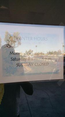 Ever-Klear is closed on Sunday's during winter hours.