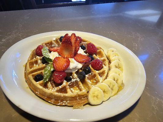 Waffles with fruit.