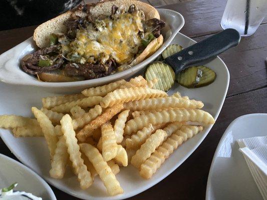 Philly cheese steak sandwich