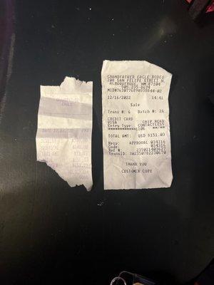 Receipt of purchase