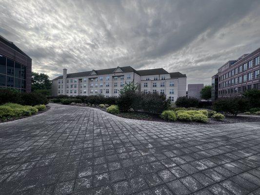 The back of residence inn thats connects to lenux park