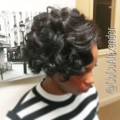 Natural Blow-dry w/flat iron curls