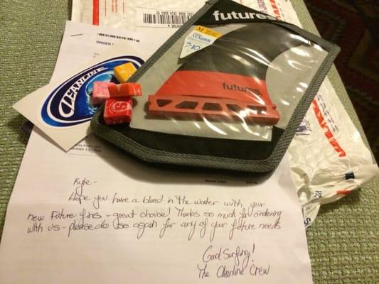 Starbursts, a thank you note and speedy delivery. I can't think of anywhere I've ever received such incredible service.